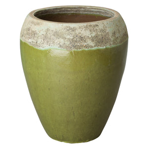 Large Round Ceramic Planter with a Reef/Lime Glaze