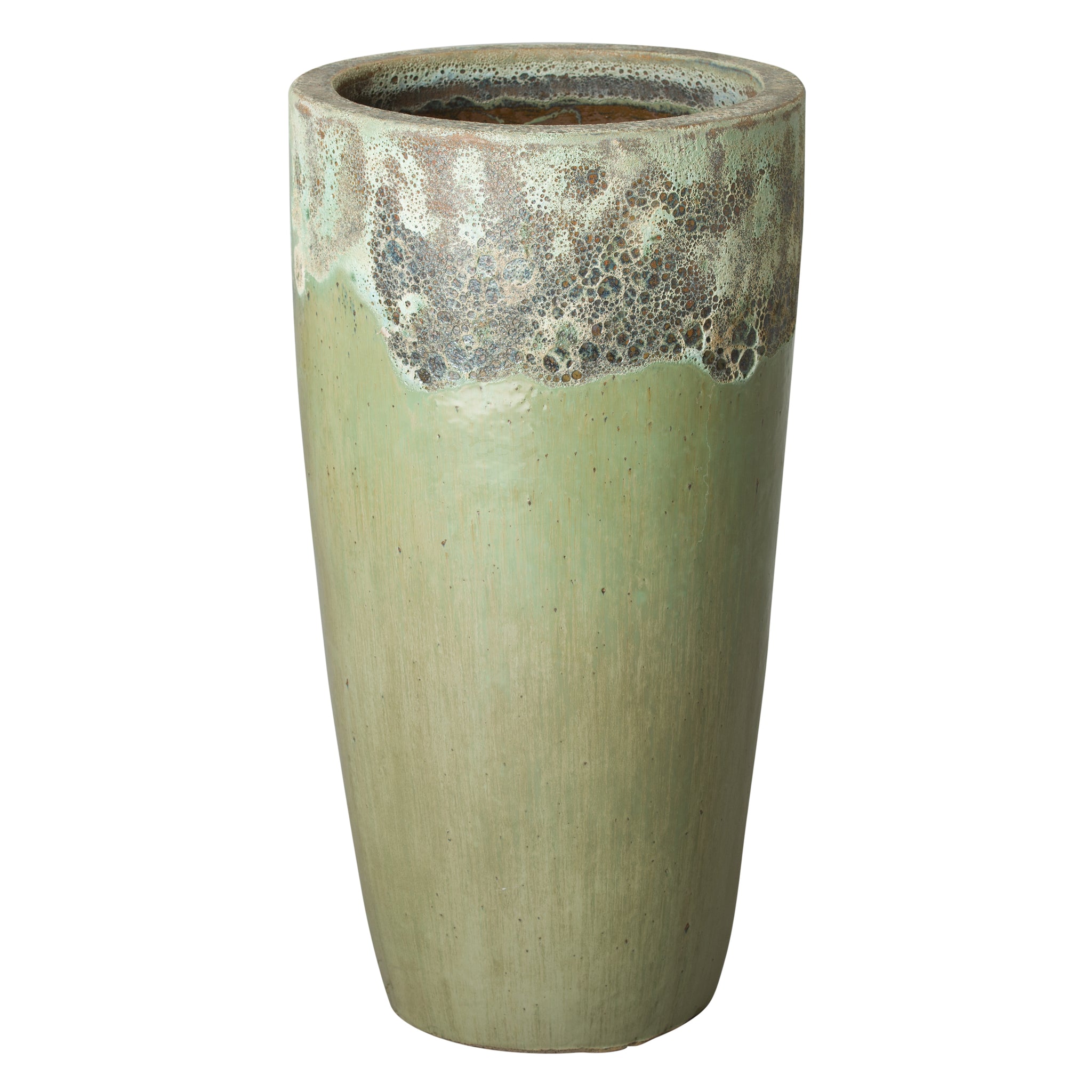 large coloured ceramic plant pots Tall Round Ceramic Planter with a Reef/Spa Green Glaze-Large