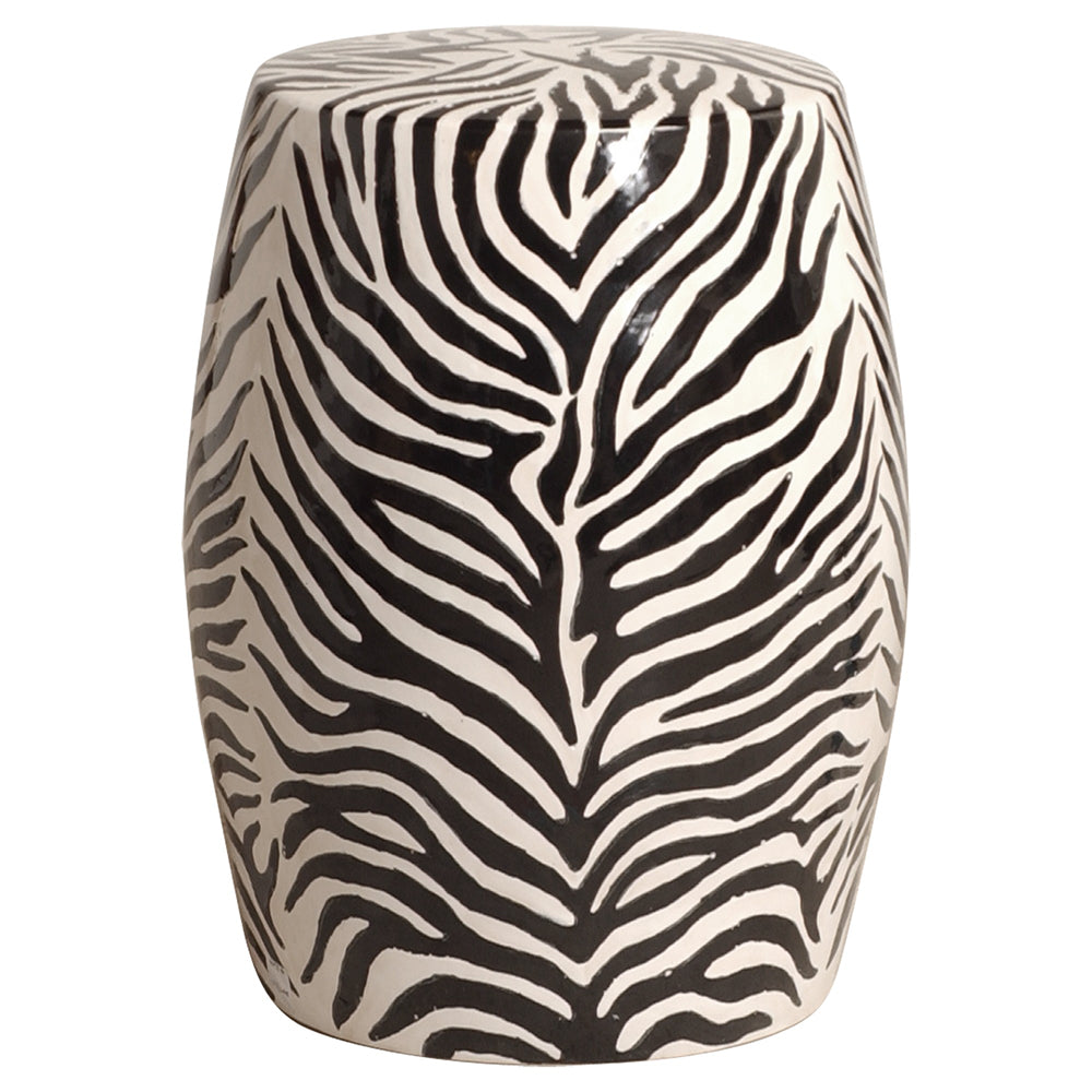 Zebra Garden Stool - Black & White