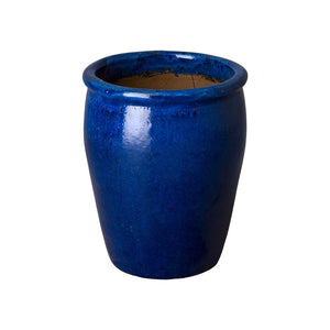 Small Round Planter with Rolled Edge – Blue