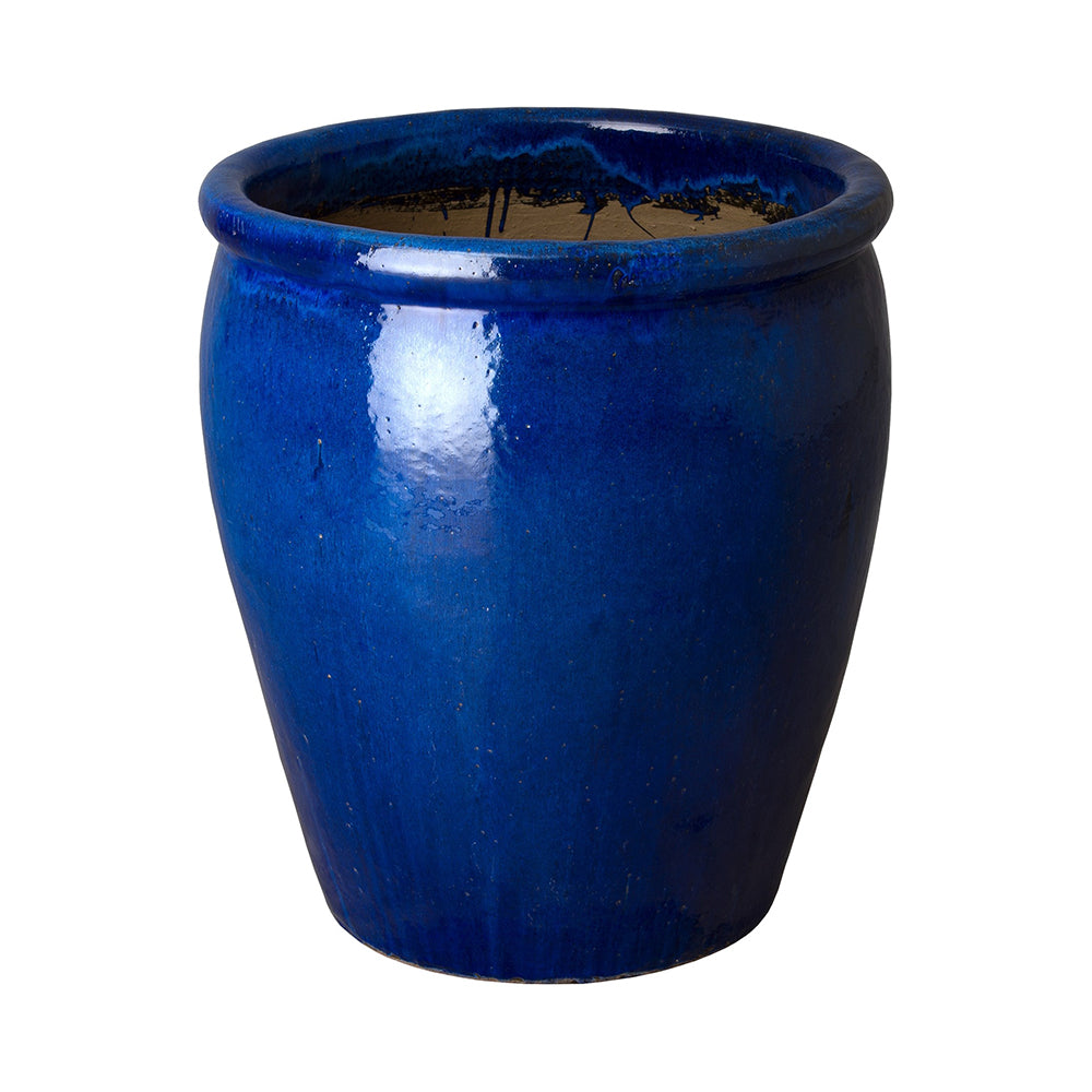 Medium Round Planter with Rolled Edge – Blue