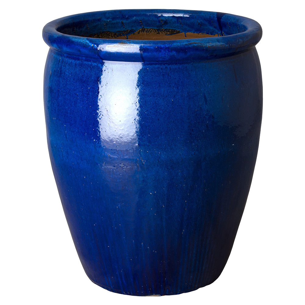 Large Round Planter with Rolled Edge – Blue