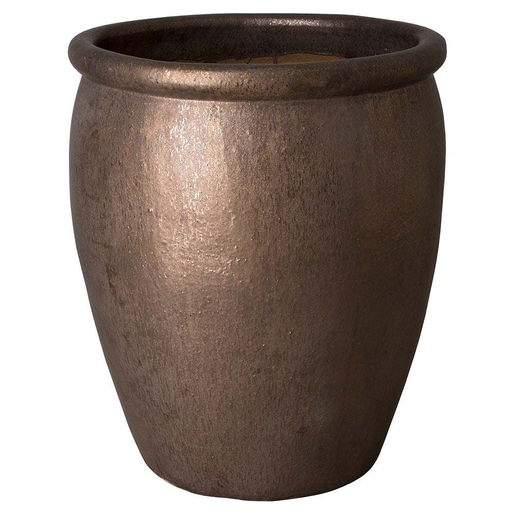 Emissary Metallic Stoneware Round Planter 29in. L x 33in. H