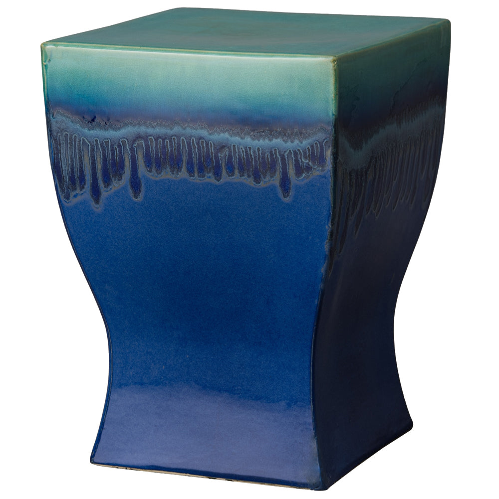 Square Chalice Garden Stool – Green & Blue