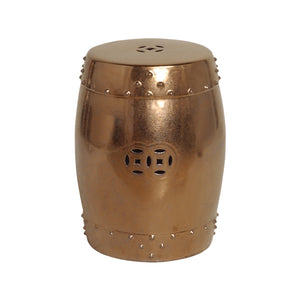 Drum Garden Stool/Table with a Gold Glaze