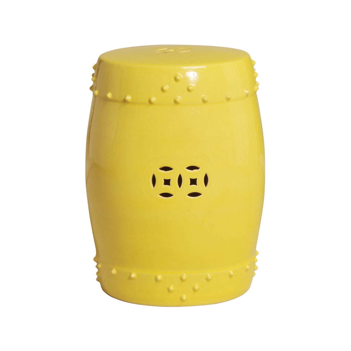 Drum Garden Stool/Table with a Yellow Glaze