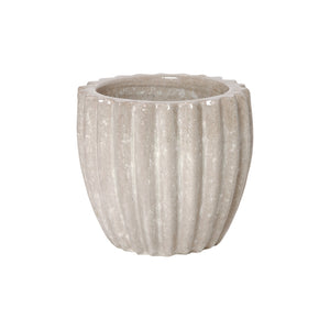 Ridged Round Ceramic Pot in Stone Gray– Small