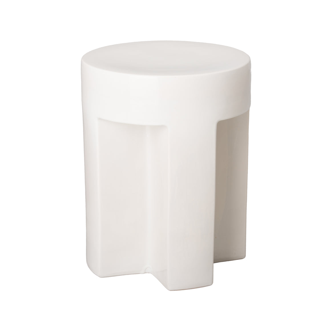 Ceramic Garden Stool/Table with a White Glaze