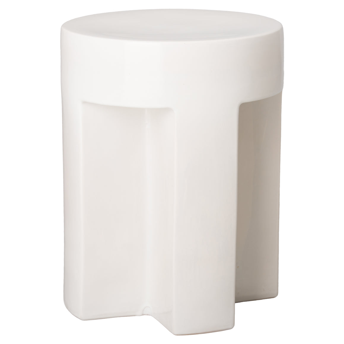 Large TX Ceramic Garden Stool/Table with a White Glaze
