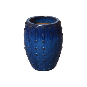 Small Round Stud Pot with a Blue Glaze