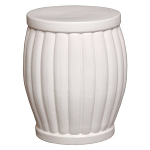 Large Fluted Garden Stool/Table with a White Glaze