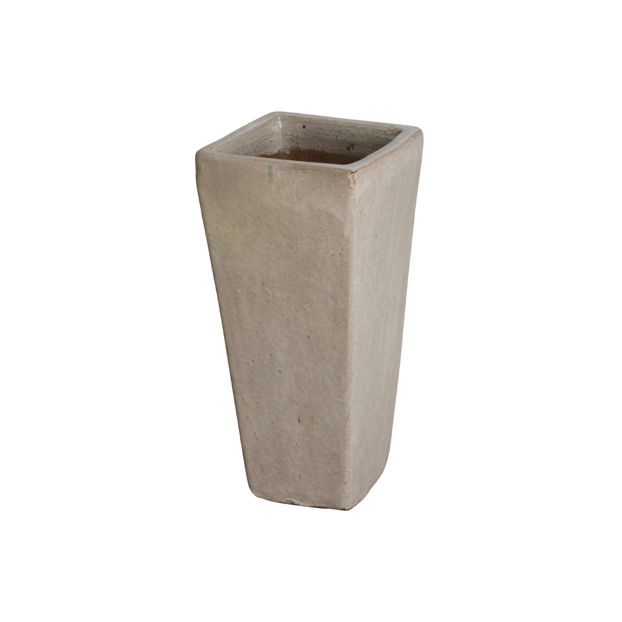 white square planter indoor Tall Square Planter with Distressed White Glaze – Small