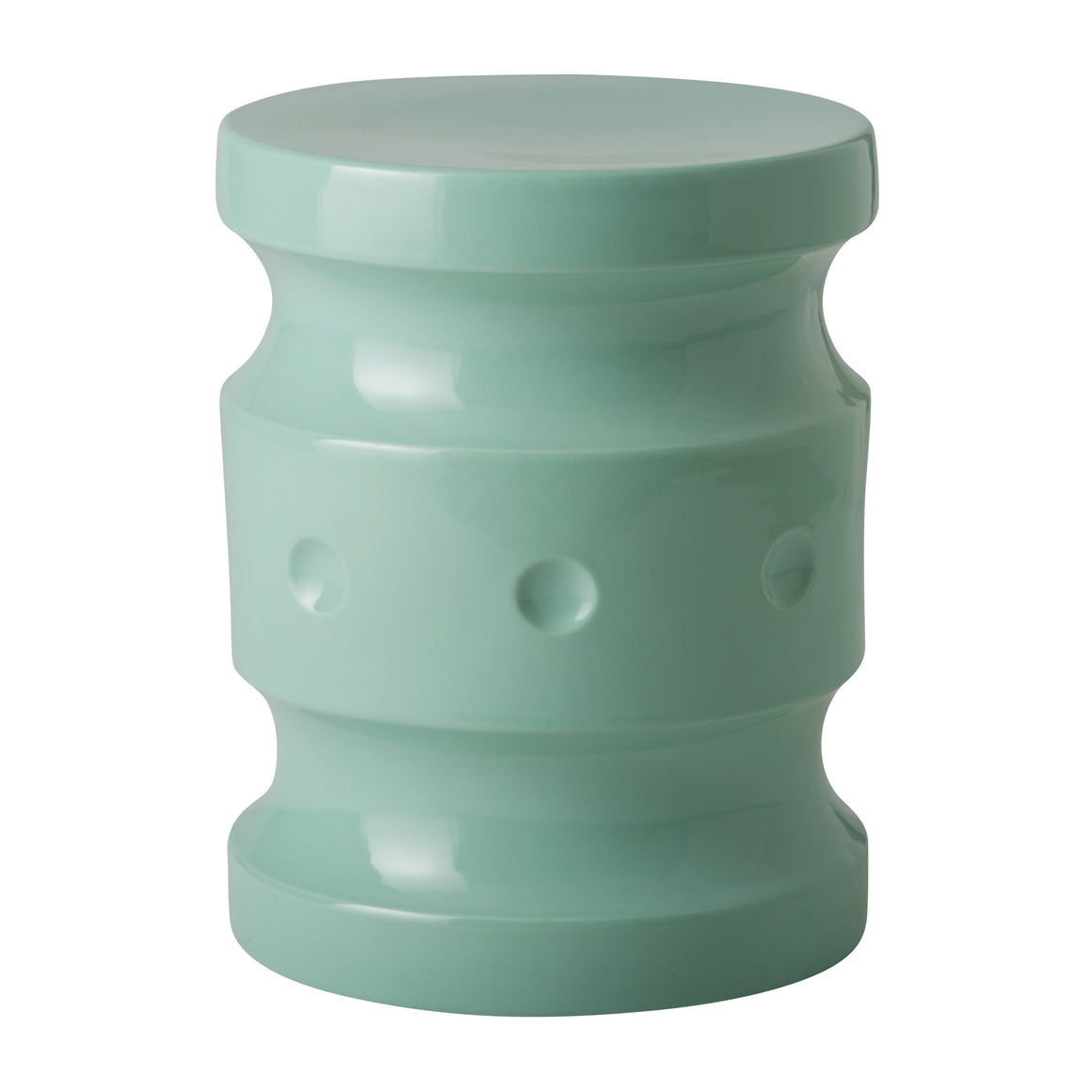 Spindle Garden Stool/Table with a Light Teal Glaze