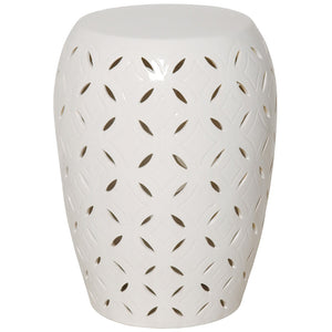 Large Lattice Garden Stool - White