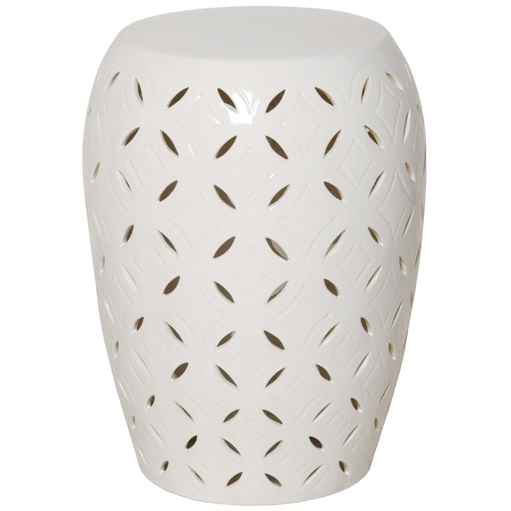 Large Lattice Garden Stool - White