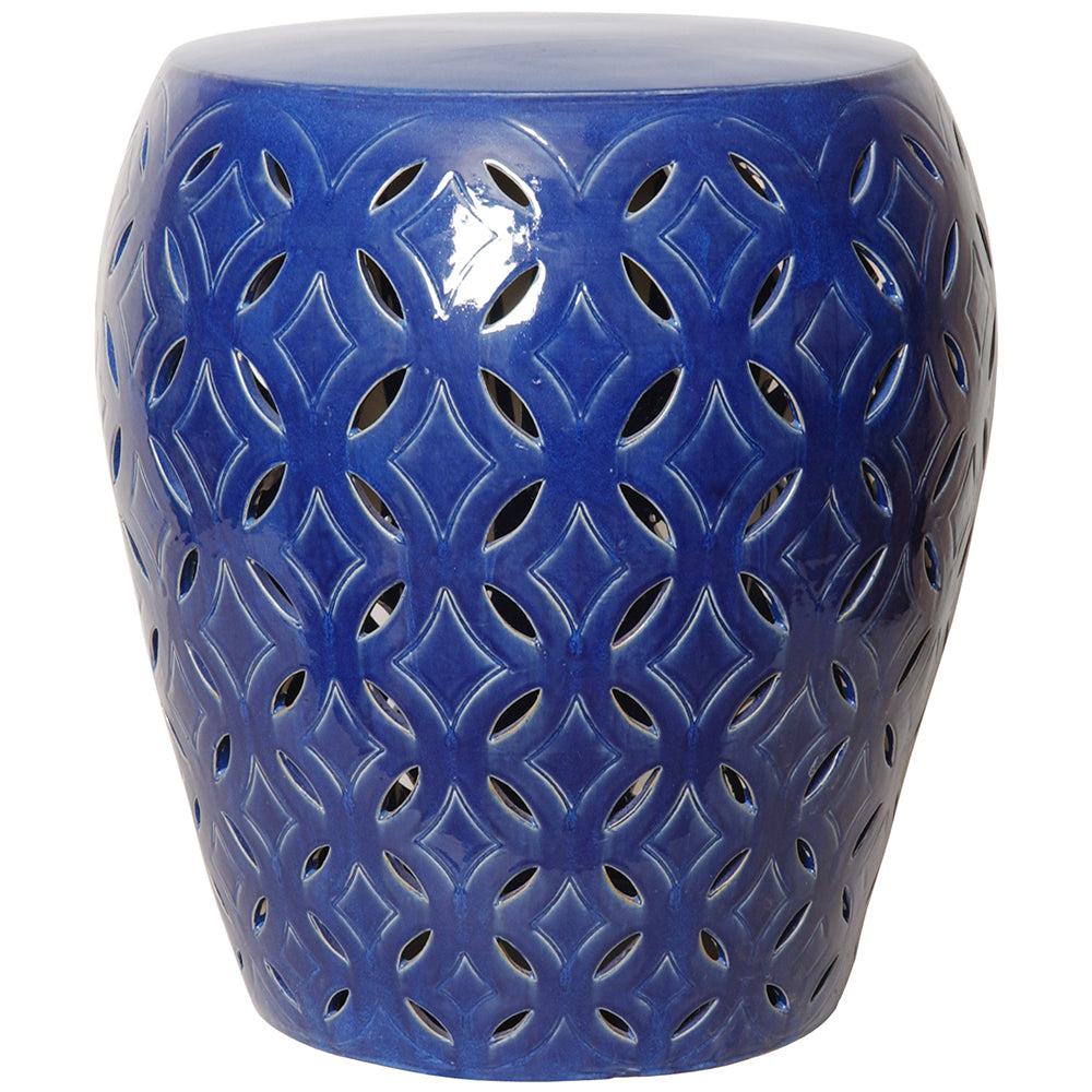 Oversized Lattice Garden Stool - Blue