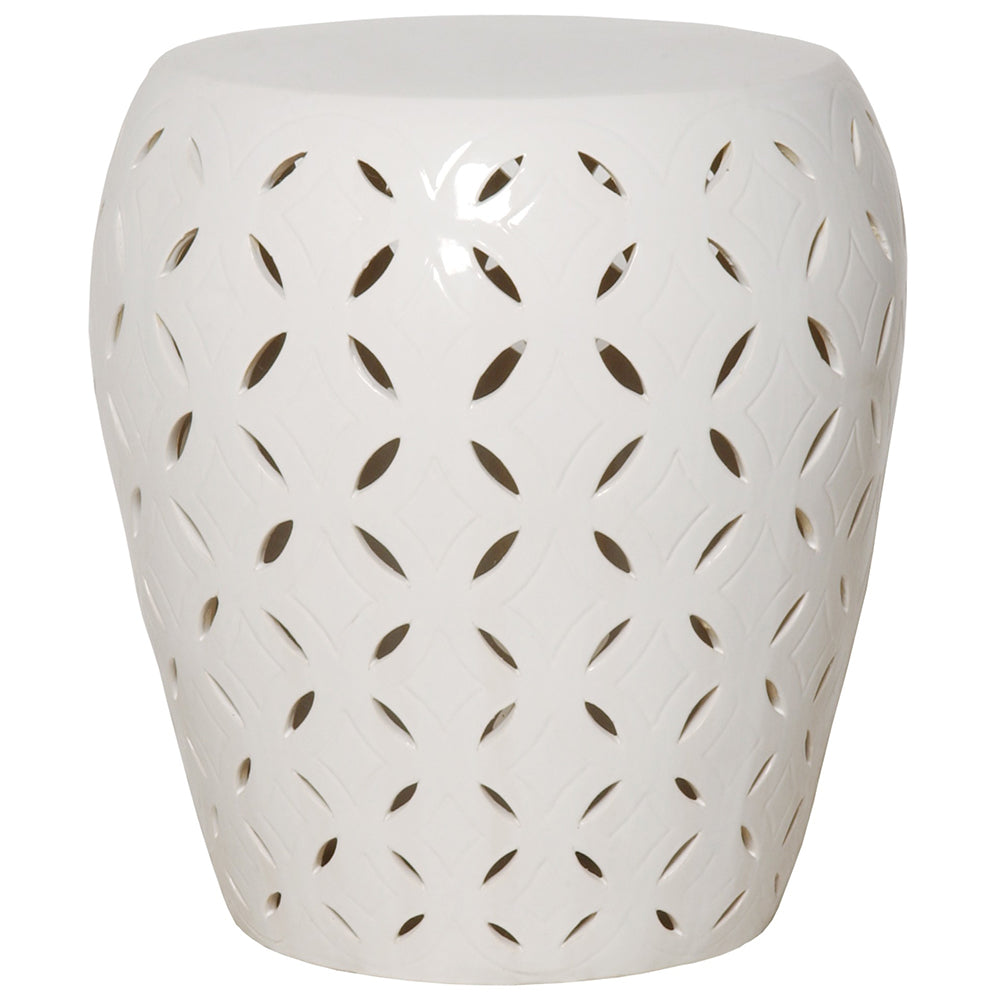 Oversized Lattice Garden Stool - White