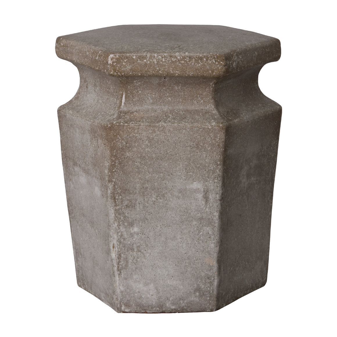 Hex Garden Stool/Table with a Stone Grey Glaze