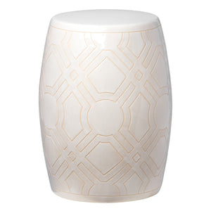 Labyrinth Garden Stool/Table with a White Glaze