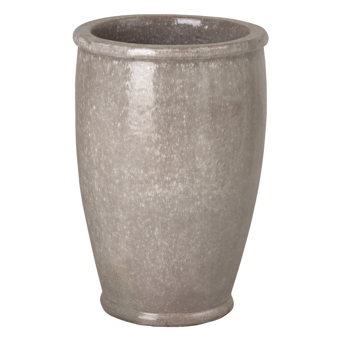 Large Rimmed Ceramic Planter - Gray