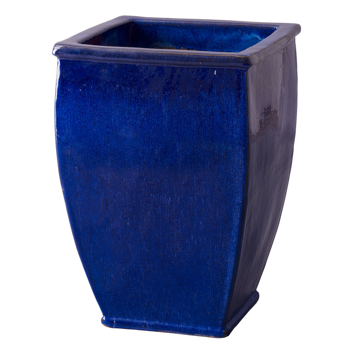 Large Square Planter with a Blue Glaze