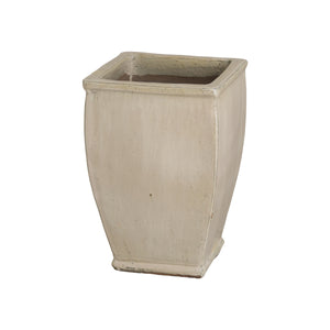 Small Square Planter with a Distressed White Glaze