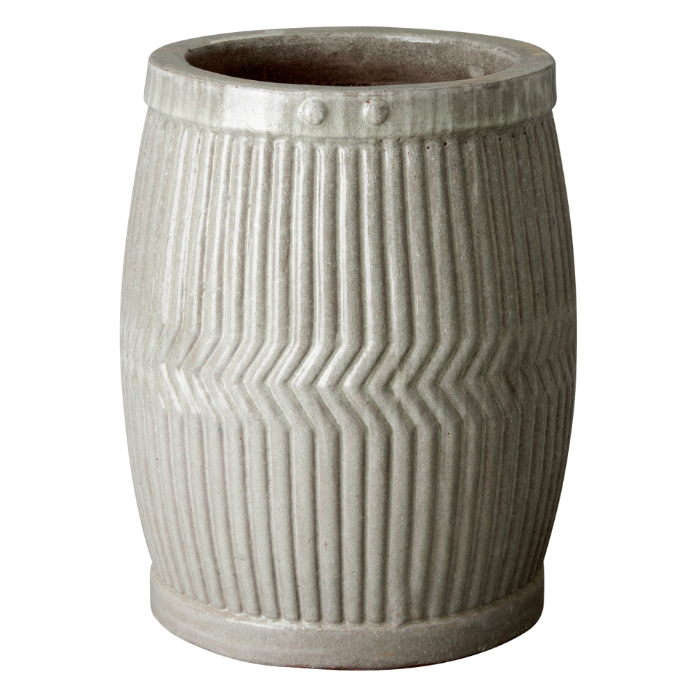 dolly tub planter Emissary 25 in. Round Gray Ceramic Dolly Tub Planter