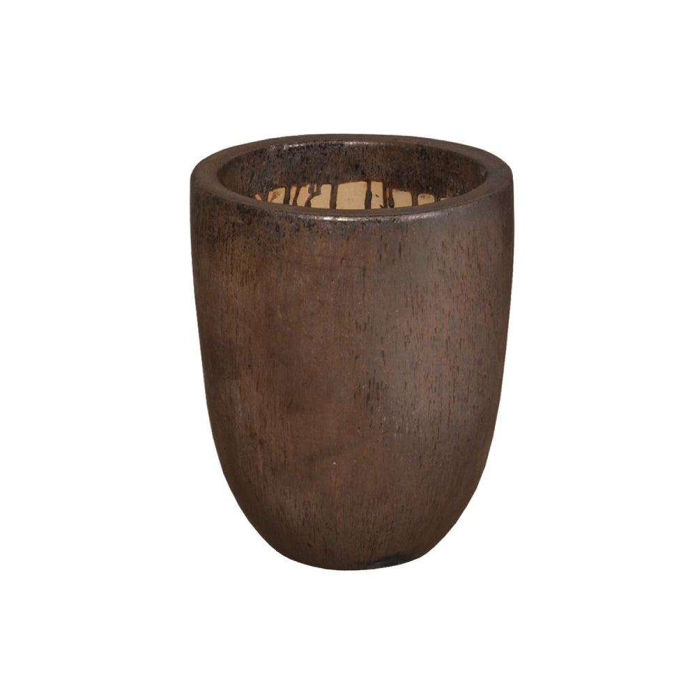 Small Ceramic Cylinder Planter - Metallic Brown