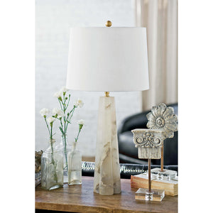 Regina Andrew Small Tapered Alabaster Table Lamp with Linen Shade