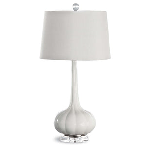 Regina Andrew Glass Teardrop Table Lamp with Crystal Base – White
