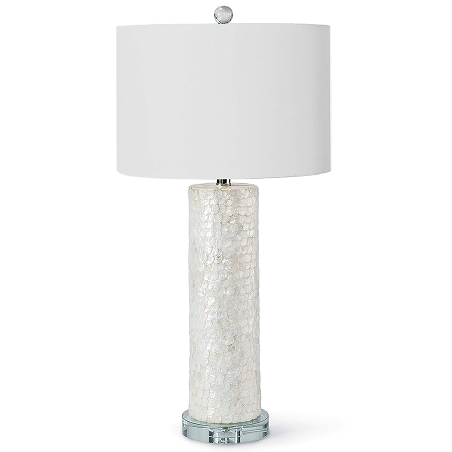 Regina Andrew Capiz Scales Column Table Lamp with Crystal Base