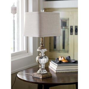 Southern Living Parisian Ornate Glass Table Lamp with Linen Shade
