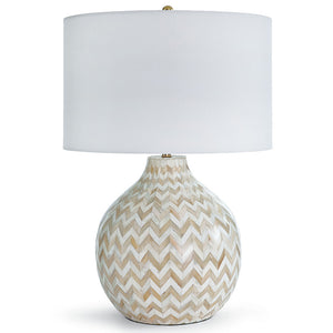 Regina Andrew Inlaid Bone Chevron Table Lamp with Linen Shade – Natural