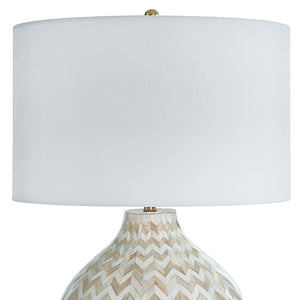 Regina Andrew Inlaid Bone Chevron Table Lamp with Linen Shade – Natural