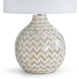 Regina Andrew Inlaid Bone Chevron Table Lamp with Linen Shade – Natural