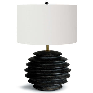 Round Accordion Birch Wood Table Lamp – Ebony
