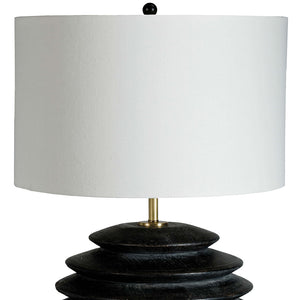 Coastal living Round Accordion Birch Wood Table Lamp – Ebony