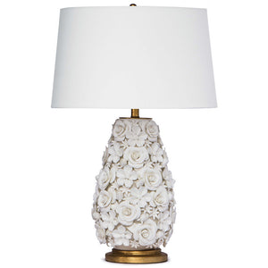 Southern Living Alice Porcelain Flowers Table Lamp with Linen Shade