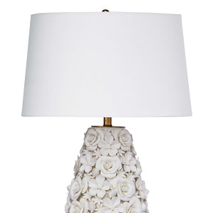 Southern Living Alice Porcelain Flowers Table Lamp with Linen Shade
