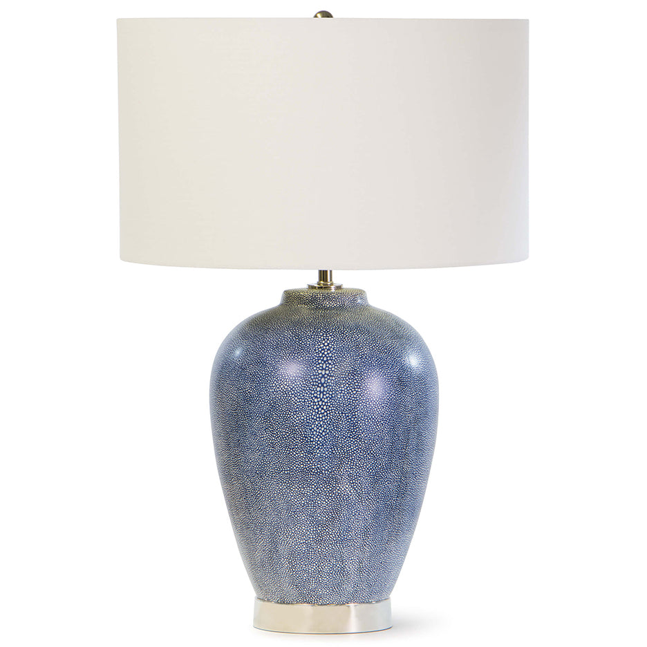 Regina Andrew Faux Shagreen Ceramic Table Lamp with Linen Shade – Indigo