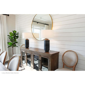 Regina Andrew Textured Ceramic Cylinder Table Lamp with Linen Shade
