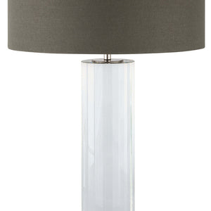 Regina Andrew Crystal Column Table Lamp with Grey Linen Shade