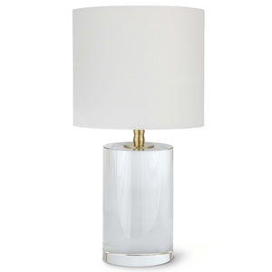 Regina Andrew Short Crystal Column Table Lamp with Natural Linen Shade