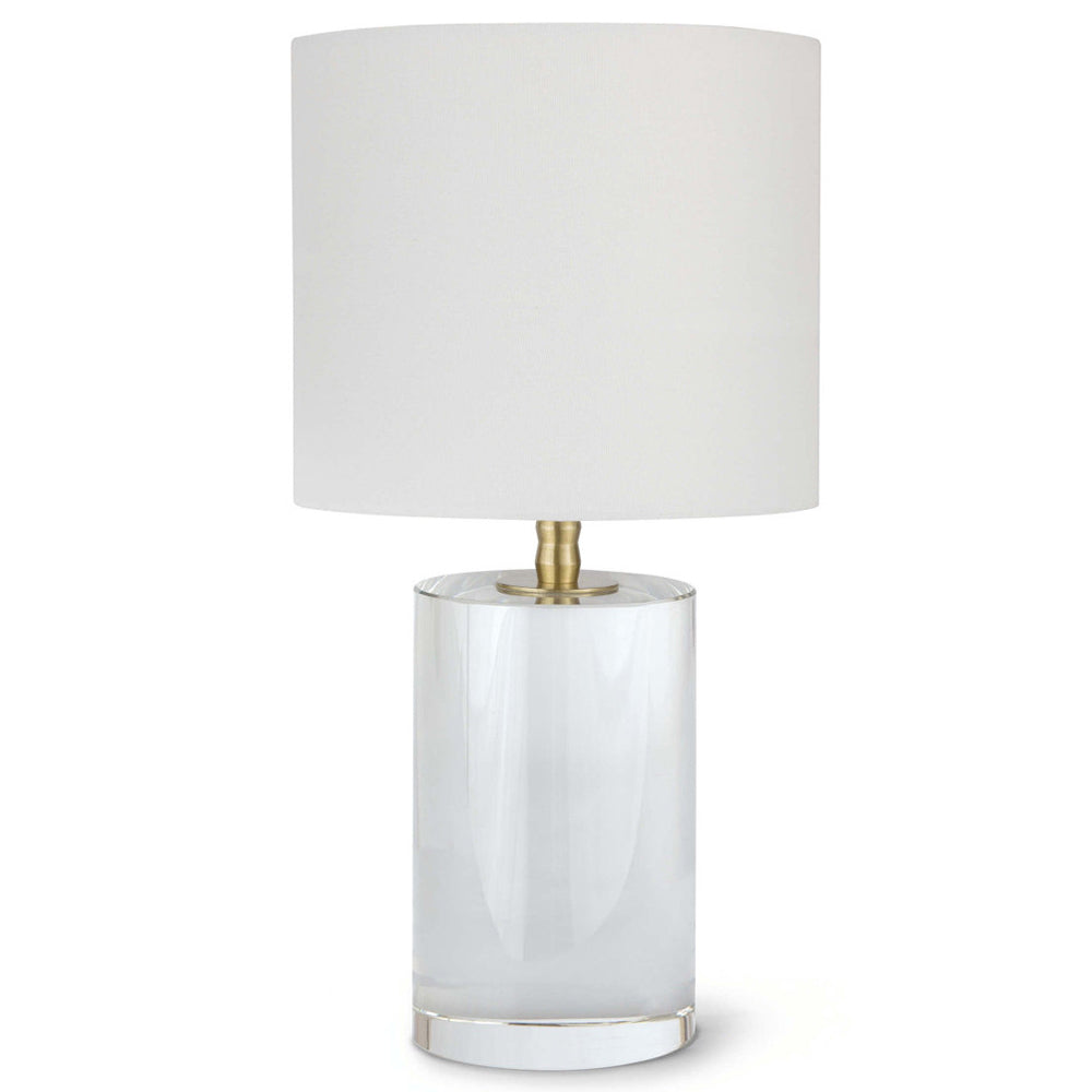Regina Andrew Short Crystal Column Table Lamp with Natural Linen Shade