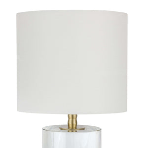 Regina Andrew Short Crystal Column Table Lamp with Natural Linen Shade