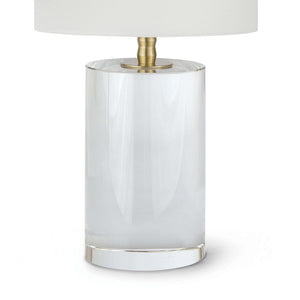 Regina Andrew Short Crystal Column Table Lamp with Natural Linen Shade