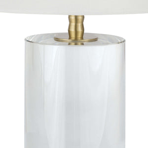 Regina Andrew Short Crystal Column Table Lamp with Natural Linen Shade