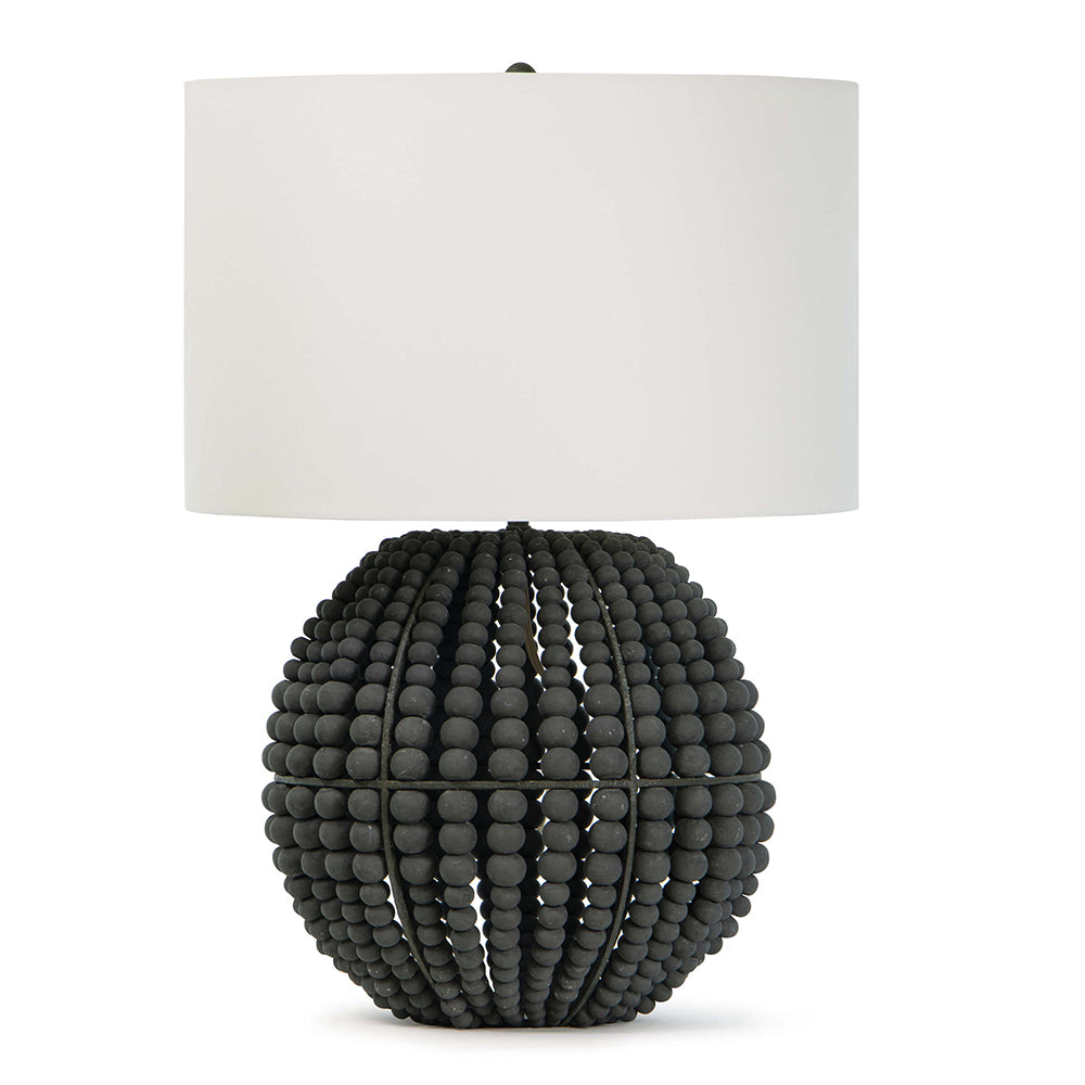 Regina Andrew Charcoal Wooden Beads Table Lamp with Linen Shade