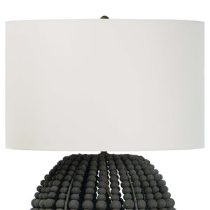 Regina Andrew Charcoal Wooden Beads Table Lamp with Linen Shade
