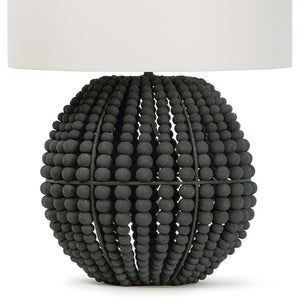 Regina Andrew Charcoal Wooden Beads Table Lamp with Linen Shade